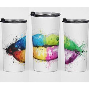 Artistic Lips Hot & Cold Stainless Steel Skinny Straight Tumbler  - 20 oz